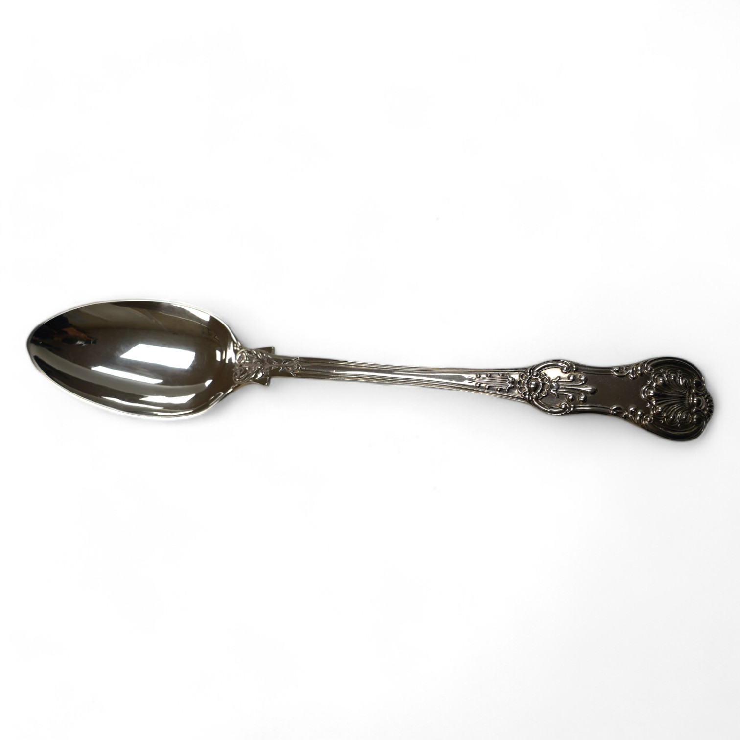 An early Victorian silver Queen's pattern basting spoon, by Hayne & Cater, London, 1842, with Coburg pattern bowl back, 29.9cm, 6.9oz. Condition - good